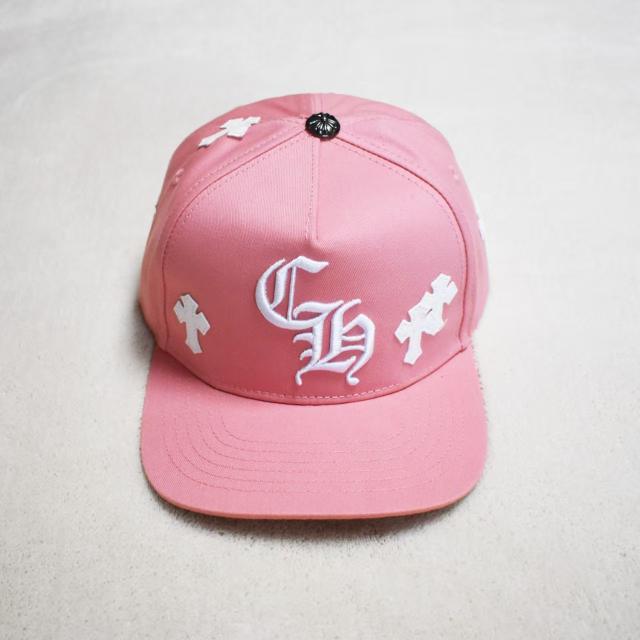 Chrome Pink Snapback Cap White CH Logo & Cross Embroidery