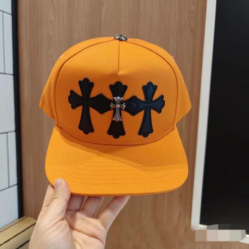 Chrome Bright Orange Snapback Hat Black Leather Cross Patches