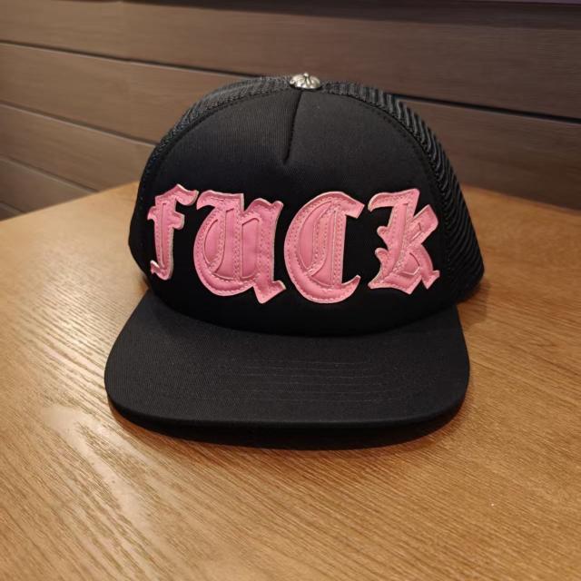 Chrome Black Trucker Hat Pink Gothic Leather Patches