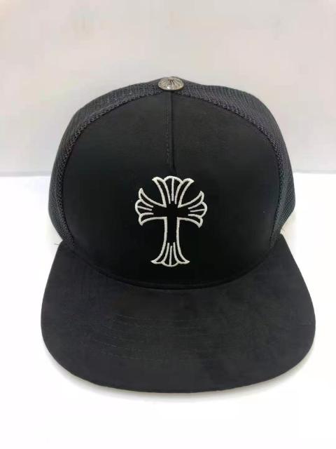Black Chrome  White Cross Embroidered Trucker Mesh Cap