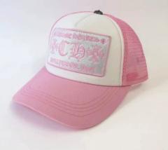 White‑Pink CH Patch Trucker Mesh Cap