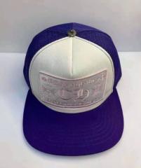 Chrome White Purple Contrast Hollywood USA Patch Trucker Mesh Cap