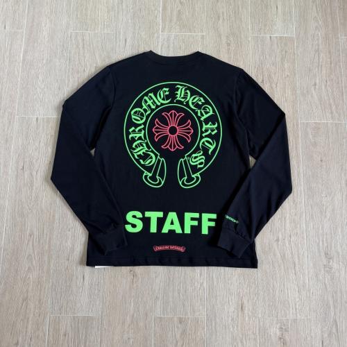 1:1 Quality CH Neon Green Circle Logo Pocket Long Sleeve Tee Black