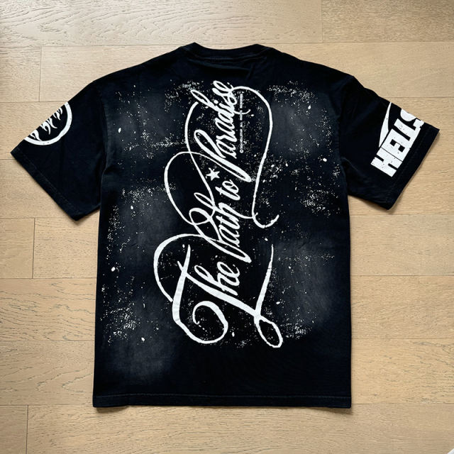 Hellstar Three dancing little boys with curvy letters washed version tee