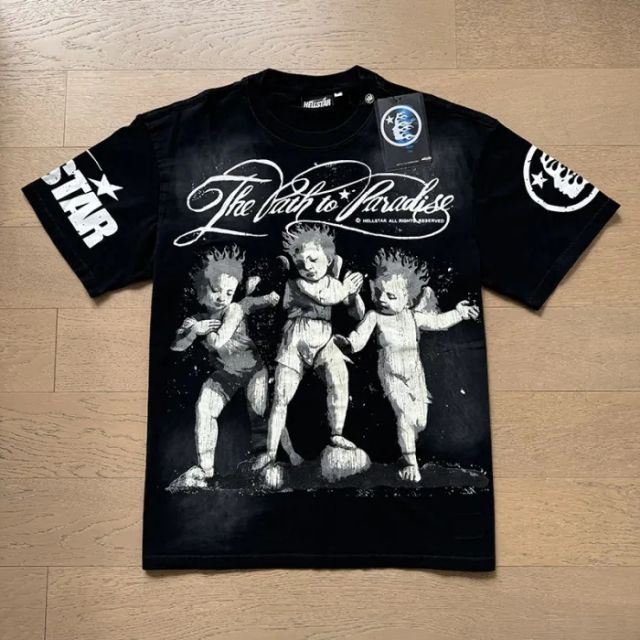Hellstar Three dancing little boys with curvy letters washed version tee