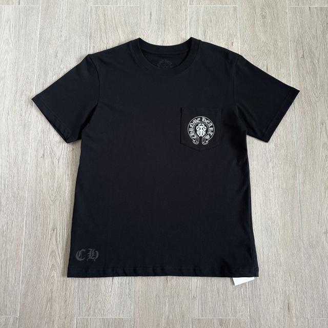 1:1 Top Quality CH Black Tee American Flag Cross Logo Print