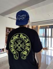 1:1 Top Quality CH White Tee Neon Yellow Horseshoe Logo Back Print