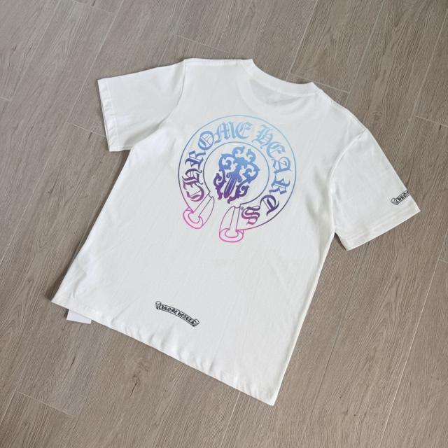 1:1 Top Quality CH Black Tee Gradient Horseshoe Logo Back Print