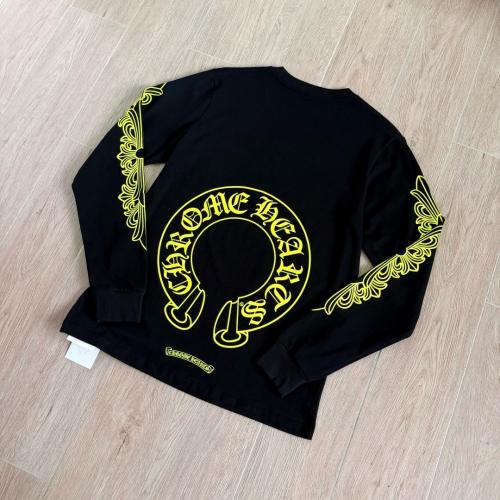 1:1 Quality CH Black Long Sleeve Tee Neon Yellow Horseshoe Floral Print