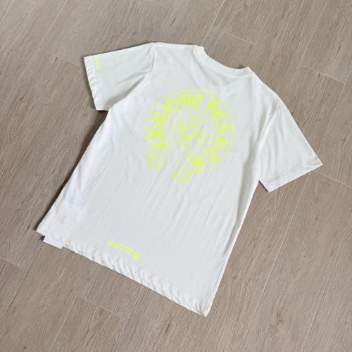 1:1 Top Quality CH White Tee Neon Yellow Horseshoe Logo Back Print