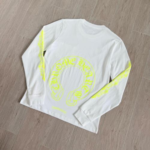 1:1 Quality CH White Long Sleeve Tee Neon Yellow Horseshoe Floral Print