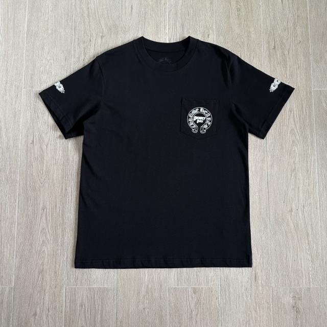 1:1 Top Quality CH Black Tee Circle Lady Gothic Logo Print
