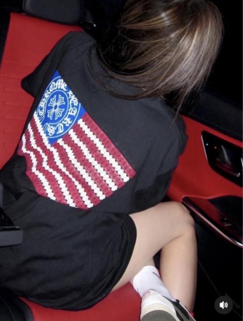 1:1 Top Quality CH Black Tee American Flag Cross Logo Print