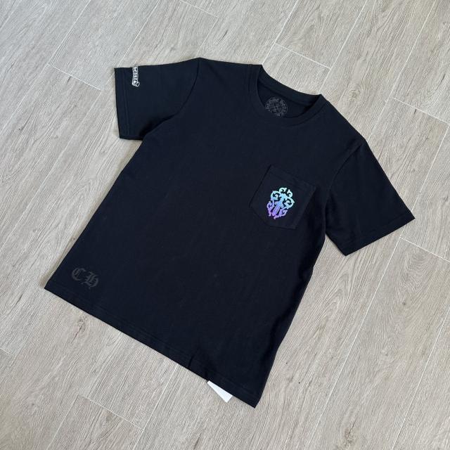 1:1 Top Quality CH Black Tee Gradient Horseshoe Logo Back Print