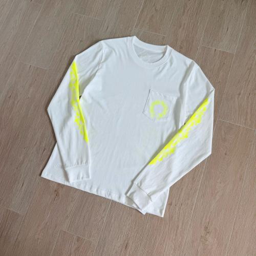 1:1 Quality CH White Long Sleeve Tee Neon Yellow Horseshoe Floral Print