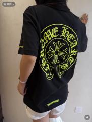1:1 Top Quality CH White Tee Neon Yellow Horseshoe Logo Back Print