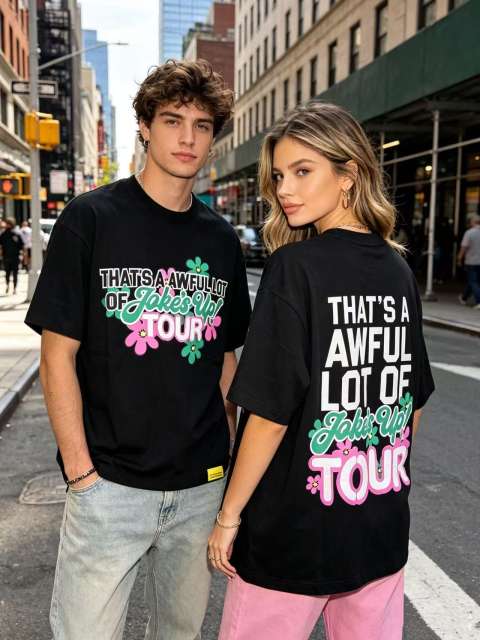 Cough Syrup Jokes Up Tour Daisy Floral Double Sided Letter Print Oversized Tee 2 colors 29288637
