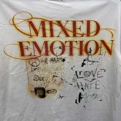 Mixed Emotion Vintage Graffiti Mask Wing Telegram Print T-shirt 29370450