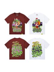 Cough Syrup Christmas Hip Hop Cartoon Grinch Lowrider Car Graphic Front Bubble Outline Stacked Slogan Tee 2 colors 29302084