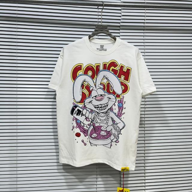 Cough Syrup West Coast Casual Fashion Front Laid Back Cartoon Rabbit Hip Hop Jewelry Syrup Pouring Graffiti Bubble Letter Print 2 colors T-Shirt 29344059
