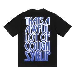 Cough Syrup Hip Hop Streetwear Gothic Stacked Letter Slogan USA Continent Map Emblem Badge Double Side Tee 29303789