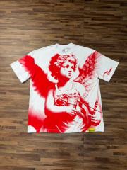 Cough Syrup Sketch Cupid Angel Tattoo Detail Front Gothic Stacked Cursive Slogan Back Tee 4 colors 29290017