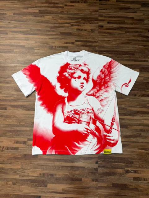 Cough Syrup Sketch Cupid Angel Tattoo Detail Front Gothic Stacked Cursive Slogan Back Tee 4 colors 29290017