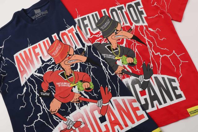 Cough Syrup Full Sleeve White Lightning Hurricane Cartoon Bird Front Gradient Stacked Full Slogan Print Tee 2 colors 29290161