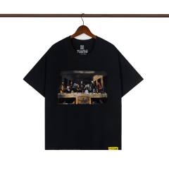 Cough Syrup Pop Hip Hop Streetwear Front Cartoon Characters Last Supper Oil Painting Back Large Bold Yellow Block Letter Print T-Shirt 2 colors 29345276