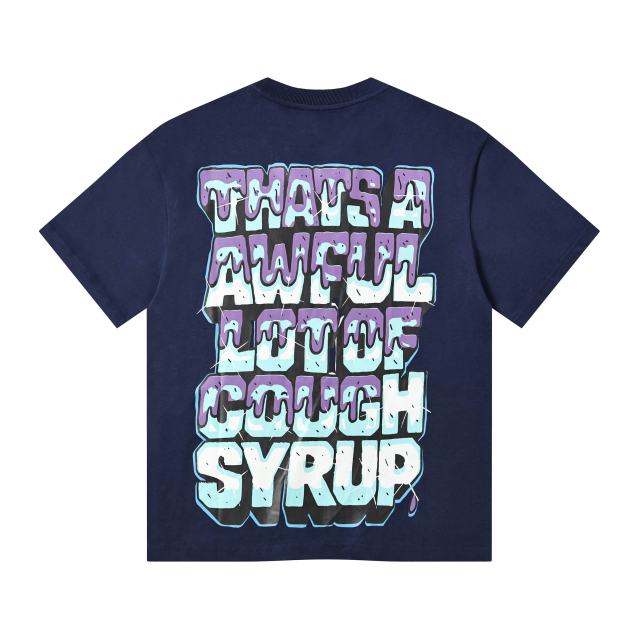 Cough Syrup West Coast Hip Hop Drip Gradient Bubble Letter Juiceman Cartoon Graphic Front Multi Layer Outline Stacked Slogan Tee 2 colors 29302092