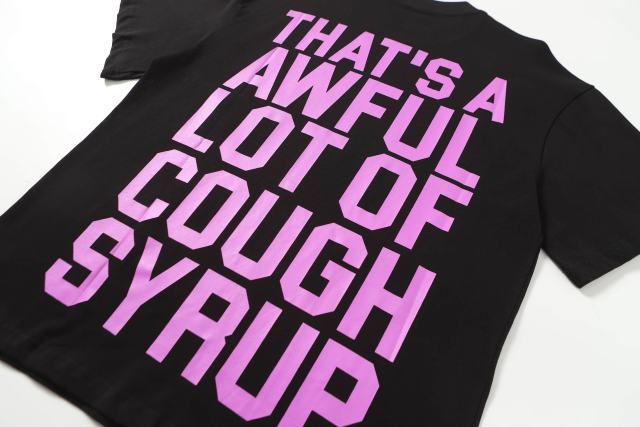 Cough Syrup Purple Faded Grainy DJ Screw Tribute RIP Memorial Persona Gothic Font Portrait Graphic Print Tee 29303823