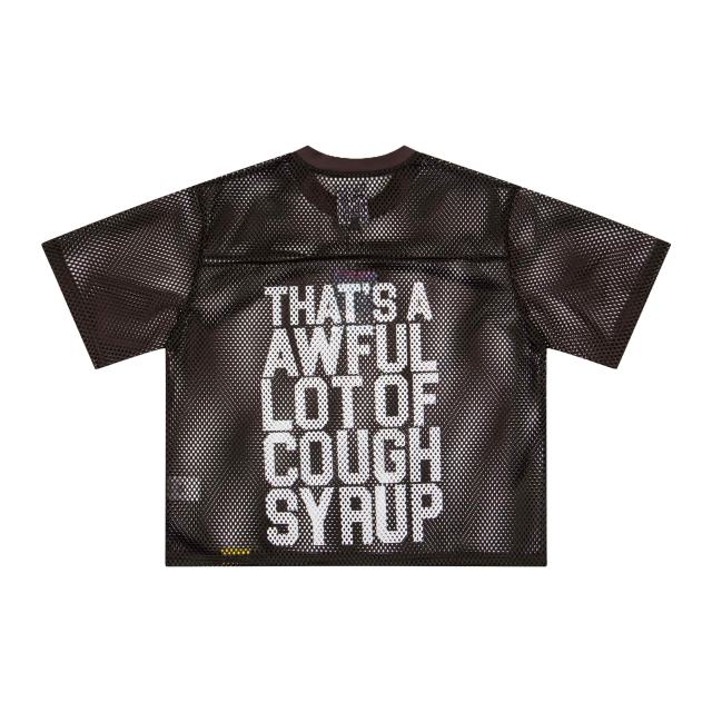 Cough Syrup Retro Sport Streetwear Available Front Simple Block Typography Back Large Stacked Letter Print Cropped Mesh Jersey T-Shirt 4 colors 29345315