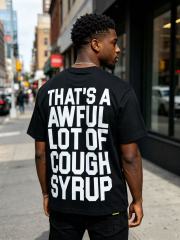 Cough Syrup Green And Blue Contrast Split Demon Face Front Large Stacked Text Slogan Back Oversized Tee 29288677