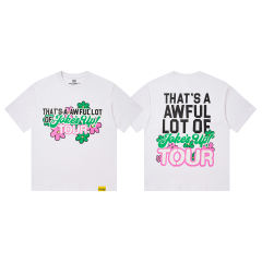 Cough Syrup Jokes Up Tour Daisy Floral Double Sided Letter Print Oversized Tee 2 colors 29288637