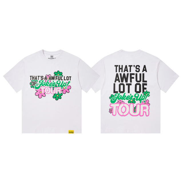 Cough Syrup Jokes Up Tour Daisy Floral Double Sided Letter Print Oversized Tee 2 colors 29288637