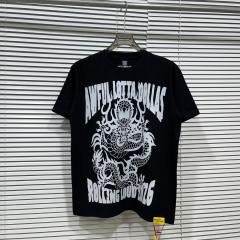 Cough Syrup Retro Festival Streetwear Black Base Oriental Dragon Line Drawing Gothic Typography Music Tour Print T-Shirt 29344175