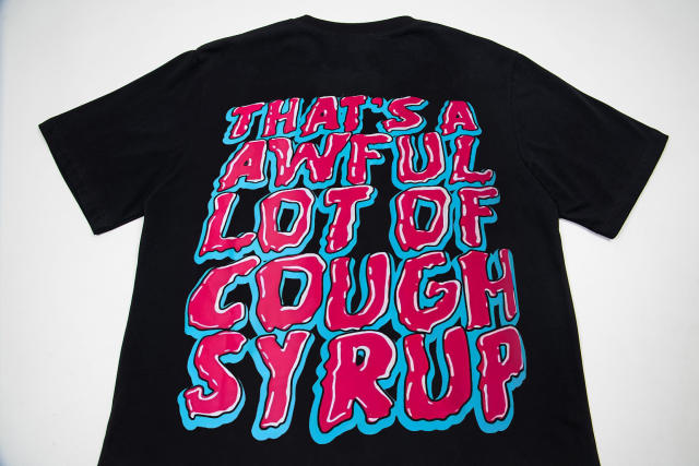 Cough Syrup Horror Hip Hop Streetwear Front Chucky Doll Knife Syrup Cup Drip Graffiti Letter Cartoon Print Oversized T-Shirt 29344001