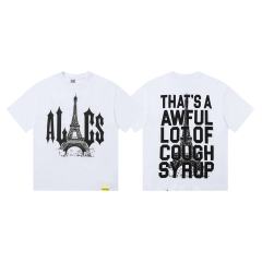 Cough Syrup Sketch Texture Eiffel Tower ALCS Gothic Letter Front Embedded Tower Stacked Slogan Tee 2 colors 29290147