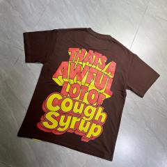 Cough Syrup West Coast Casual Fashion Chocolate Brown Laid Back Leprechaun Mascot Pour Syrup Graffiti Bubble Font Print T-Shirt 29344165