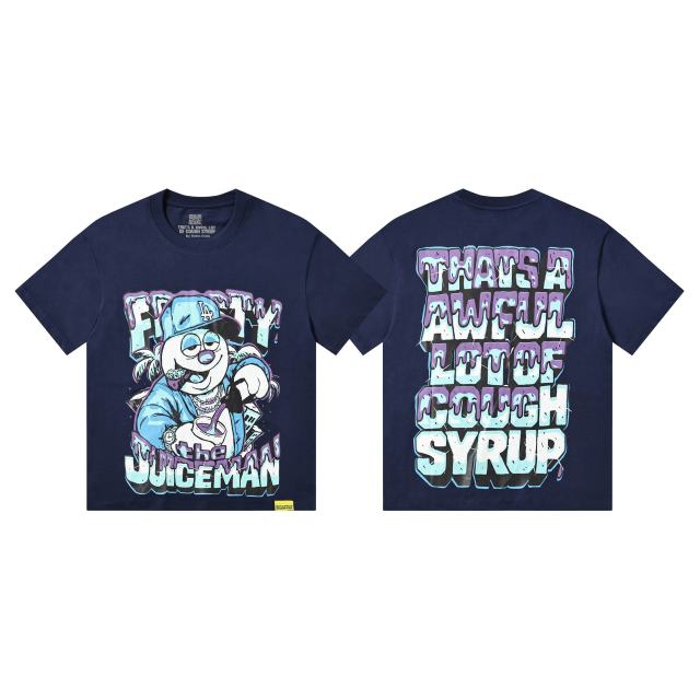 Cough Syrup West Coast Hip Hop Drip Gradient Bubble Letter Juiceman Cartoon Graphic Front Multi Layer Outline Stacked Slogan Tee 2 colors 29302092