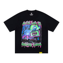 Cough Syrup Y2K Dark Street Front Halloween Carnival Graveyard Monster Sea Lion Drip Font Print Back Contrast Layer Graffiti Oversized T-Shirt 29343932
