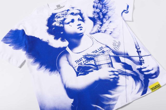 Cough Syrup Sketch Cupid Angel Tattoo Detail Front Gothic Stacked Cursive Slogan Back Tee 4 colors 29290017