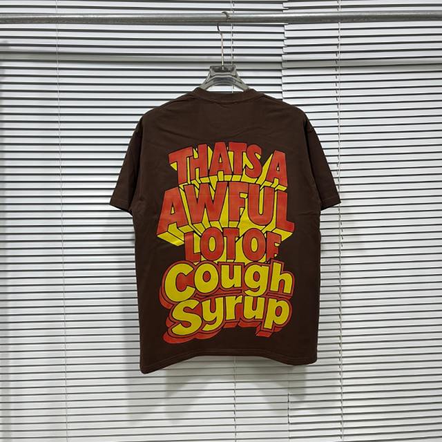 Cough Syrup West Coast Casual Fashion Chocolate Brown Laid Back Leprechaun Mascot Pour Syrup Graffiti Bubble Font Print T-Shirt 29344165