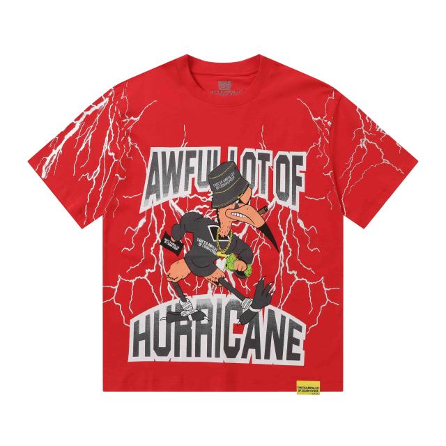 Cough Syrup Full Sleeve White Lightning Hurricane Cartoon Bird Front Gradient Stacked Full Slogan Print Tee 2 colors 29290161
