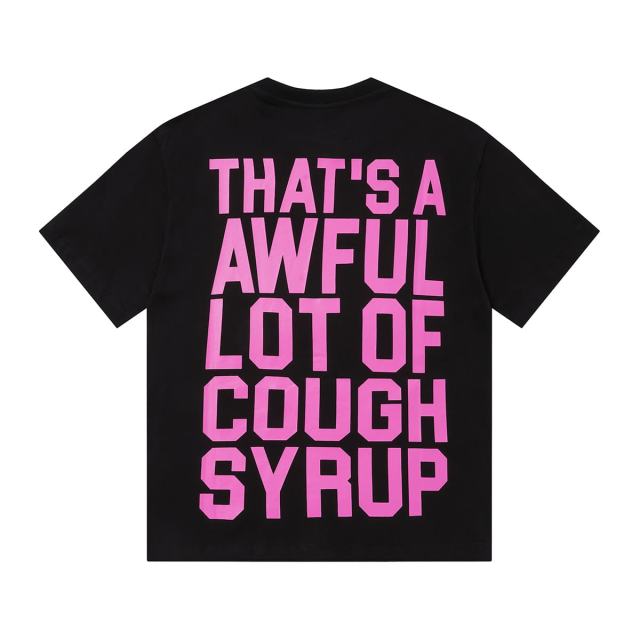 Cough Syrup Pink Line Rodeo Cowboy Cactus Club EST 2018 Front Bold Stacked Letter Tee 29290090