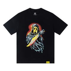 Cough Syrup Scream Ghostface Hooded Killer Knife Figure Red Glow Background Double Sided Print Tee 29303863