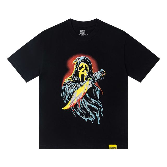 Cough Syrup Scream Ghostface Hooded Killer Knife Figure Red Glow Background Double Sided Print Tee 29303863