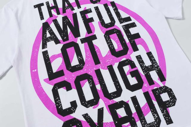 Cough Syrup Pink Graffiti Typography Dual Line Front Circular Frame Grunge Text Print Tee 2 colors 29303963