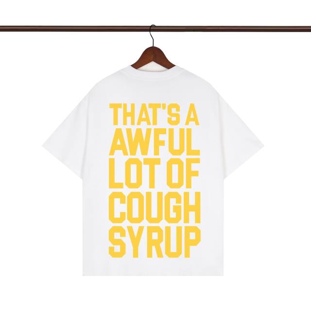 Cough Syrup Pop Hip Hop Streetwear Front Cartoon Characters Last Supper Oil Painting Back Large Bold Yellow Block Letter Print T-Shirt 2 colors 29345276