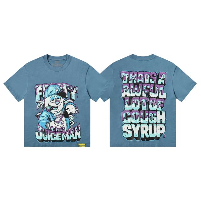 Cough Syrup West Coast Hip Hop Drip Gradient Bubble Letter Juiceman Cartoon Graphic Front Multi Layer Outline Stacked Slogan Tee 2 colors 29302092